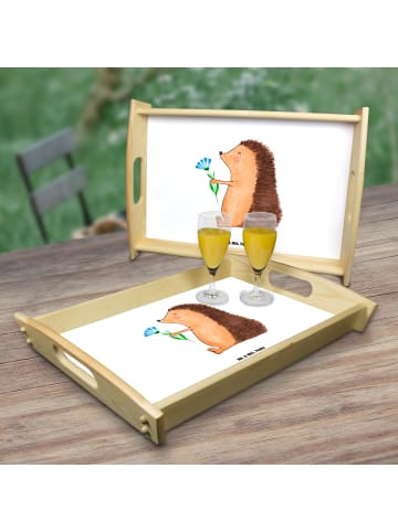 Mr. & Mrs. Panda Deko Tablett Igel Blumen ohne Spruch in Weiß