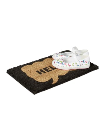 relaxdays Fußmatte Hello in Schwarz/Natur - (B)40 x (T)25 cm