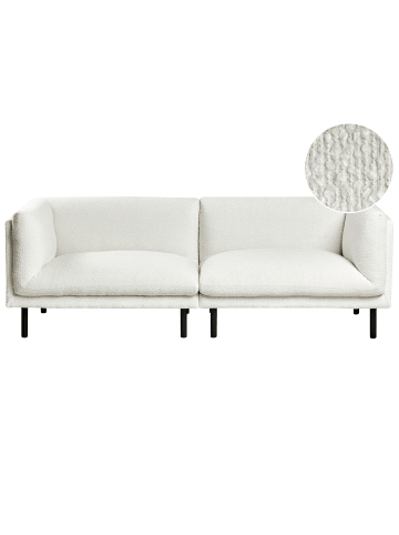 Beliani 3-Sitzer Sofa VORGOD in Weiß - (W) 221 x (H) 76 x (L) 84 cm