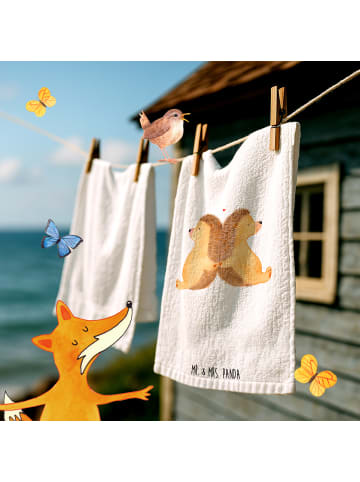 Mr. & Mrs. Panda Handtuch Igel händchenhaltend ohne Spruch in Weiß