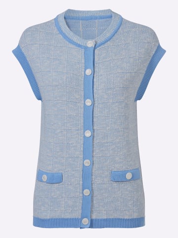 WITT WEIDEN Bouclé-Weste in himmelblau-ecru-gemustert