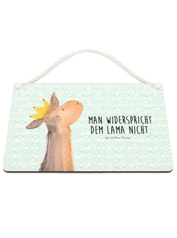 Mr. & Mrs. Panda Wegweiser Lamakopf König mit Spruch in Aztekenblau