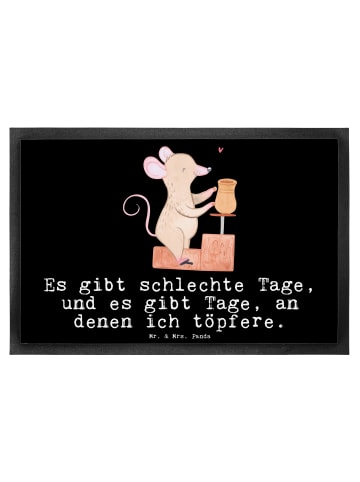 Mr. & Mrs. Panda Fußmatte Maus Töpfern mit Spruch in Schwarz