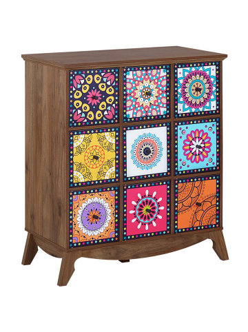 Beliani Sideboard KUMA in Braun/Weiß/Blau - (W) 79 x (H) 92 x (L) 40 cm