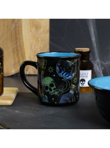 Geda Labels Tasse Skull Witchcraft Emaille-Optik 400ml in Schwarz - 400ml
