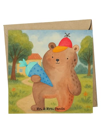 Mr. & Mrs. Panda Grußkarte Bär Schultüte Design ohne Spruch in Weiß