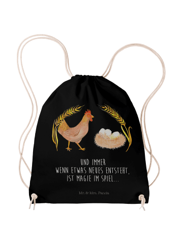 Mr. & Mrs. Panda Rucksackbeutel Huhn Stolz mit Spruch in Schwarz