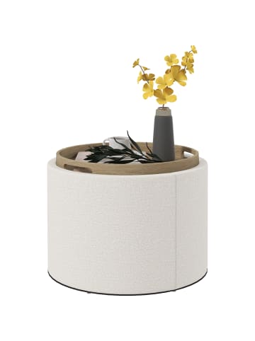 HOMCOM Sitzhocker in Cremeweiß 56L x 56B x 42H cm