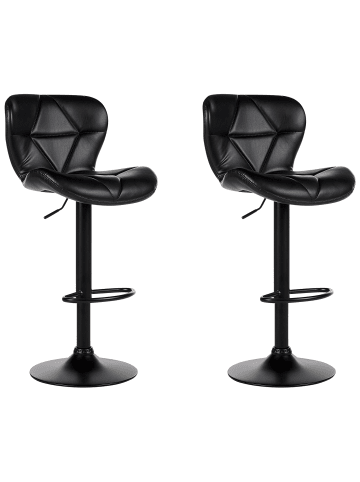 Beliani 2-tlg Drehhocker VALETTA in Schwarz/Schwarz