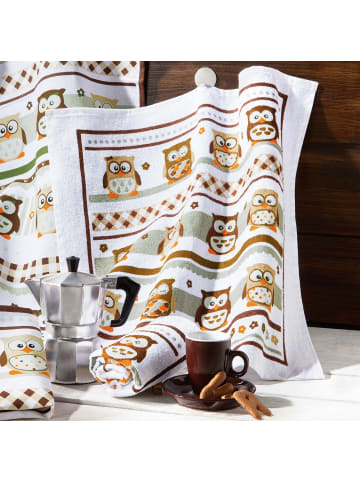 Kracht Frottier Frottier-Geschirrtuch 2er-Pack in Eulen