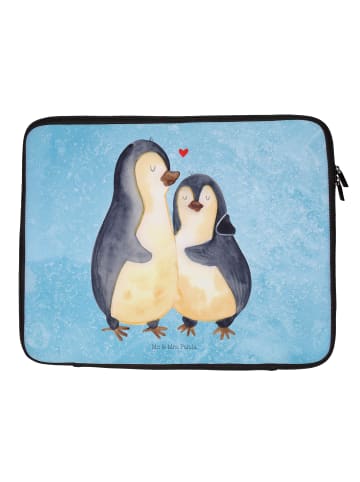 Mr. & Mrs. Panda Notebook Tasche Pinguin umarmen ohne Spruch in Eisblau