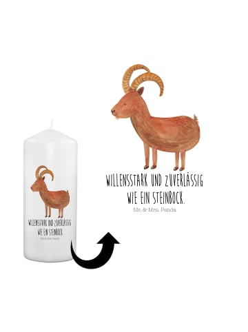 Mr. & Mrs. Panda Beileidskerze Sternzeichen Steinbock mit Spruch in Weiß