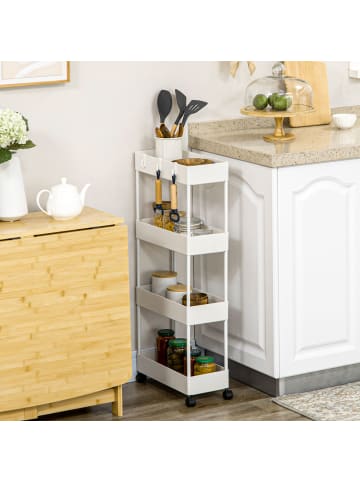 HOMCOM Küchenwagen-40L x 19B x 90H cm-Weiß