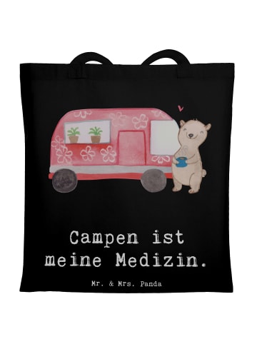 Mr. & Mrs. Panda Tragetasche Bär Camper mit Spruch in Schwarz