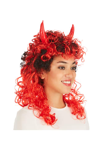 tectake Wilde, lange Locken, schwarz/rot