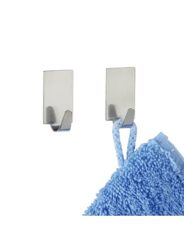 Wenko Badezimmer-Aufhänger, selbstklebend in Silbern, (B) 1,9 x (H) 3,4 x (L) 1,5 cm