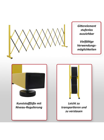 MCW Alu Absperrgitter B34 103x32-265cm, Gelb-schwarz