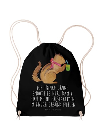 Mr. & Mrs. Panda Gym-Rucksack Eichhörnchen Smoothie mit Spruch in Schwarz