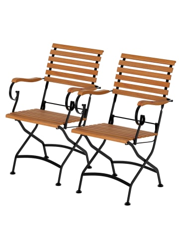 home24 Gartenstuhl Tuscany II (2er-Set) in Akazie Schwarz