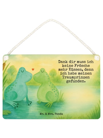 Mr. & Mrs. Panda Holzschild Frosch Liebe Design mit Spruch in Weiß