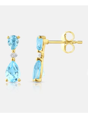 Diamant L'éternel Ohrhänger, mit Blautopas, 375 Gelbgold