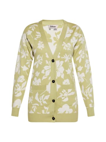 Sidona Damen Cardigan in HELLGRÜN WOLLWEISS