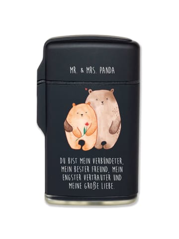 Mr. & Mrs. Panda Gasfeuerzeug Bären Liebe mit Spruch in Schwarz