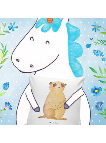 Mr. & Mrs. Panda Deko Kissen Erdmännchen ohne Spruch in Weiß