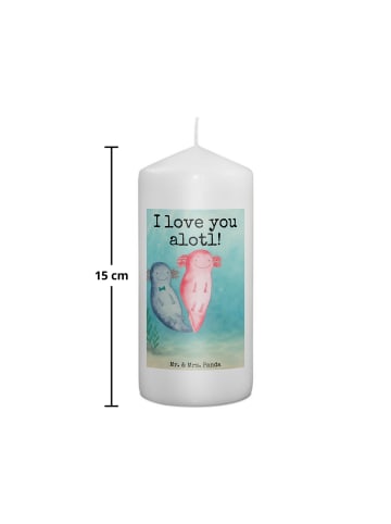 Mr. & Mrs. Panda Kerze Axolotl Liebe Design mit Spruch in Weiß