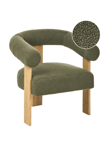 Beliani Sessel ILBRO in Grün/Braun - (W) 77 x (H) 76 x (L) 68 cm