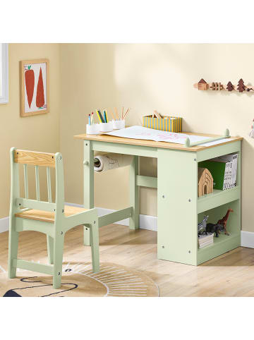 SoBuy Kinder-Schreibtisch mit Stuhl in Mattes Salbeigrün - (W) 45 x (H) 66 x (L) 80 cm