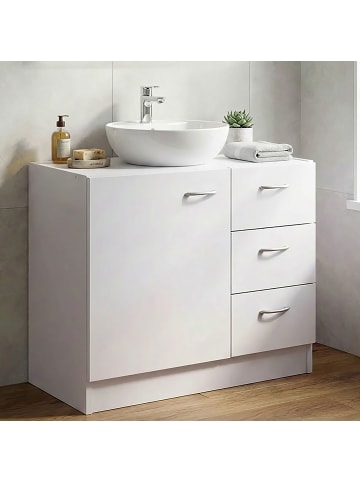 FineBuy Badunterschrank in Weiß / MDF / 63x30x54