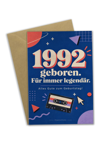 Geburtstagskarte 1992. Geburtstag Zahl legendär... in Weiß