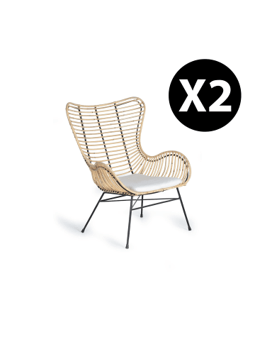 Giner y Colomer 2-er Set:  Stühle aus Rattan und Metall in Beige