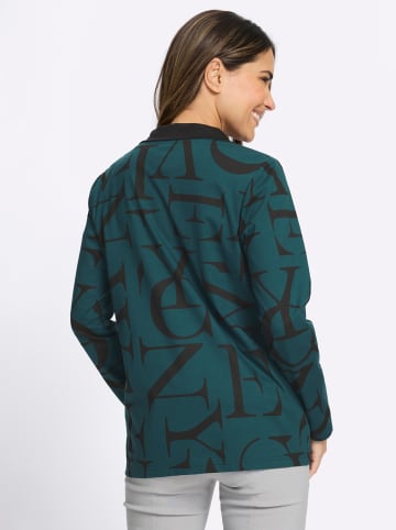 Sieh an! Shirtjacke in petrol-schwarz-bedruckt