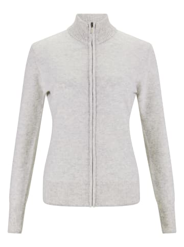 CASH-MERE.CH Cardigan mit Reissverschluss in Hellgrau melange