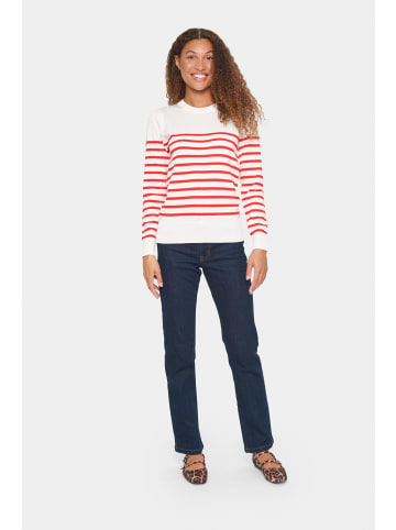SAINT TROPEZ Strickpullover MilaSZ Gerade Passform in Ice and f. scarlet stripe