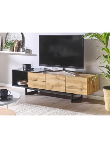 Beliani TV-Schrank FIORA in Braun/Schwarz - (W) 160 x (H) 44 x (L) 39 cm