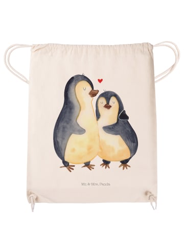 Mr. & Mrs. Panda gymnastiktasche Pinguin umarmen ohne Spruch in Creme