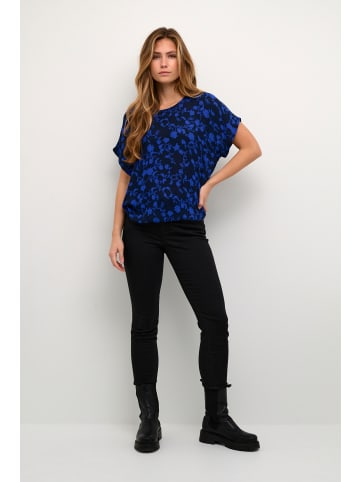 Kaffe Kurzarm-Bluse KAlokia Relaxed fit in Midnight / Blue Flowers