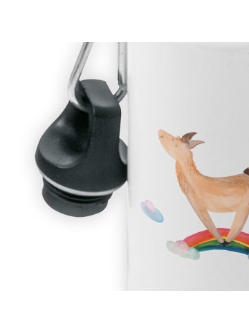Mr. & Mrs. Panda Trinkflasche Lama Regenbogen ohne Spruch in Weiß
