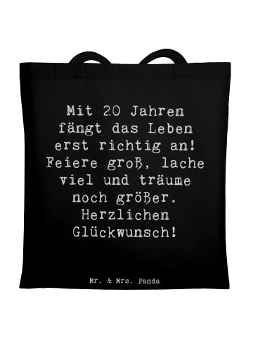 Mr. & Mrs. Panda Tragetasche Spruch 20. Geburtstag mit Spruch in Schwarz