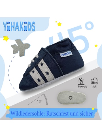 Yihakids Baby Krabbelschuhe aus Leder, weiche Lauflernschuhe mit rutschfester Sohle