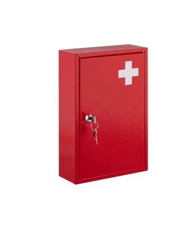 relaxdays Medizinschrank in Rot/ Weiß - (B)21,5 x (H)32 x (T)9,5 cm