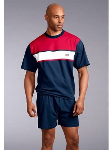 H.I.S Pyjama in marine-rot-weiß
