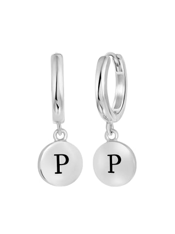 Lucardi 925 Silber Ohrringe "Buchstabe P" Buchstabe