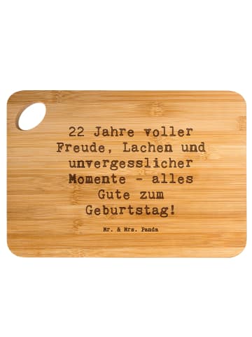 Mr. & Mrs. Panda Wurstschneidebrett Spruch 22. Geburtstag Freude... in Braun