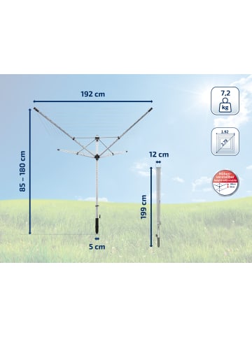 Leifheit  Wäscheschirm LinoLift 600 QuickStart grau silber schwarz 197,3 x 197,3 x 180,0cm