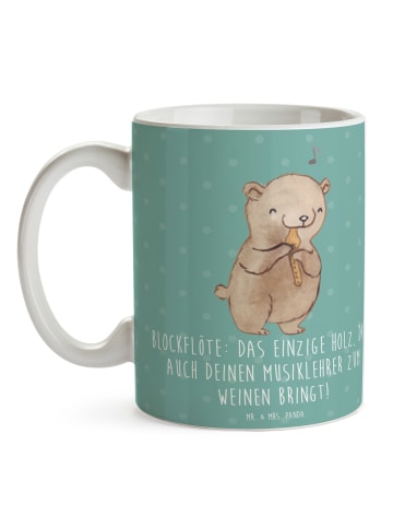 Mr. & Mrs. Panda Kaffeebecher Blockflöte Humor mit Spruch in Meeresbrise