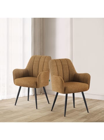 DUBI Möbel 2er-Set: Esszimmerstuhl THOMAS-BELA in Senfgelb - (B)58 x (H)87 x  (T)62 cm